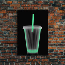 Load image into Gallery viewer, Disposable Plastic Cup Wall Art, Green Cup, Kitchen Wall Art, Minimalist Print, Wall Decor, Canvas Print, Wall Art, Framed Canvas