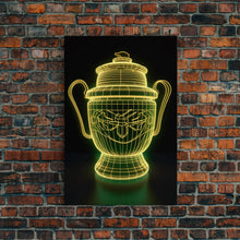 Carregar imagem no visualizador da galeria, 3D Trophy Wall Decor, Yellow Art Print, Glowing Art, Minimalist Print, Wall Decor, Canvas Print, Wall Art, Framed Canvas