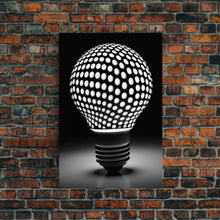 Load image into Gallery viewer, Dotted Light Bulb Wall Decor, Black And White Art, Dotted Art, Minimalist Print, Wall Decor, Canvas Print, Wall Art, Framed Canvas