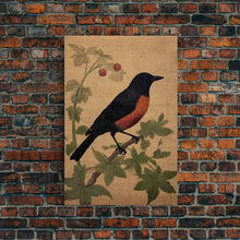 Load image into Gallery viewer, Oriole Wall Decor, Black And Orange Bird Wall Art, Animal Wall Art, Minimalist Print, Wall Decor, Canvas Print, Wall Art, Framed Canvas