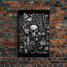 Cargar imagen en el visor de la galería, Collection of Trinkets Wall Art, Weird Wall Art, Black And White, Minimalist Print, Wall Decor, Canvas Print, Wall Art, Framed Canvas