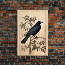 Load image into Gallery viewer, Black Bird Wall Art, Crow Wall Decor, Animal Wall Art, Black Bird, Modern Print, Wall Decor, Canvas Print, Wall Art, Framed Canvas