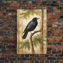 Load image into Gallery viewer, Crow Wall Art, Black Bird Wall Decor, Animal Wall Art, Trees, Nature, Modern Print, Wall Decor, Canvas Print, Wall Art, Framed Canvas