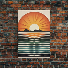 Load image into Gallery viewer, Sunset Sunrise Boho Wall Decor, Framed Canvas Print Or Poster, Sunset Framed Wall Hanging, Minimalist Art Deco Retro Wall Art