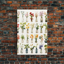 Load image into Gallery viewer, Cute Kawaii Floral Print, Flowers In Vases, Framed Wall Art, Canvas Print, Botanical Wall Decor, Dried Flower Large Art, Abstract Flower Art