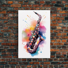 Load image into Gallery viewer, Alto Clarinet Wall Art, Musician Gift, Framed Canvas Print, Clarinet Print, Musical Instrument Art, Gift For Musician, Graffiti Music Art