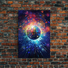 Load image into Gallery viewer, Galaxy Disco Ball, Framed Canvas Print, Music Studio Decor, Graduation Gift