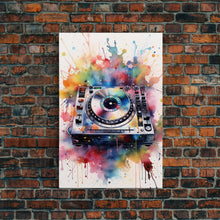 Carregar imagem no visualizador da galeria, Turn Table Wall Art, DJ Art, Disc Jockey Decor, Music Studio Decor, Framed Canvas Print