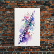 Carregar imagem no visualizador da galeria, Flute Wall Art, Instrument Print, Graffiti Art, Framed Canvas Print, Cool Studio Wall Decor, Music Gift