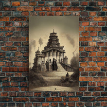 Load image into Gallery viewer, Incan Temple diagram art, canvas print, unique Mayan or Incan style temple diagram wall art, 1800s inca style wall art