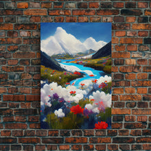 Load image into Gallery viewer, Colorful fields of flowers in the Swiss alps, framed canvas art, canvas print, beautiful wall decor