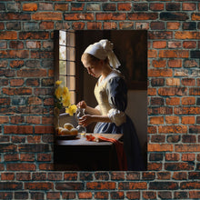 Load image into Gallery viewer, Baroque Art, Vermeer, Inspiration Art, Medieval Wall Art, Dutch Art, Canvas Print, Wall Art, Vertical Art, Country Home Art, Kitchen Prints