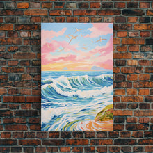 Cargar imagen en el visor de la galería, Colorful Sunset Wall Art, Beach Wall Print, Seascape Art, Nature Print, Canvas Print, Wall Art, Vertical Art, Beach House Art, Travel Print