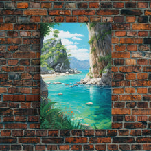 Load image into Gallery viewer, Beach Cove Wall Art, Ocean Print, Seashore Wall Art, Canvas Print, Wall Art, Vertical Art, Seascape Art Print, College Dorm Decor, RV Decor