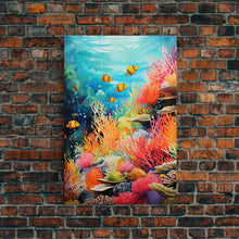 Load image into Gallery viewer, Under The Sea, Canvas Print, Wall Art, Vertical Art, Ocean Nursery Art, Nautical Wall Art, Home Decor Prints, Gift For Friend, Dorm Room Art
