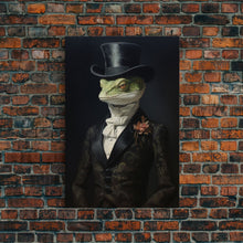 Load image into Gallery viewer, Dark Academia Victorian Gothic Gecko Art, Framed Canvas Print or Canvas, Halloween Art, Spooky Decor, Halloween Decoration, Witch Familiar