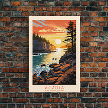 Carregar imagem no visualizador da galeria, Acadia National Park, Framed Wall Art Canvas Print, Travel Poster, Travel Art, Roadtrip Decor, Cool Wall Art, Retro State Park Art