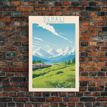 Load image into Gallery viewer, Denali National Park Travel Poster Print, Canvas Print Wall Art, Alaska Travel Art, Midcentury Modern Travel Decor, MCM Wall Art