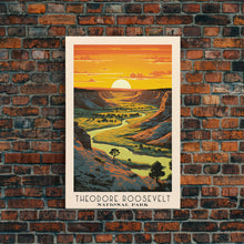 Carregar imagem no visualizador da galeria, Theodore Roosevelt National Park Travel Art, National Park Print, Minimalist Travel Art, Midcentury Modern Style Landscape Painting