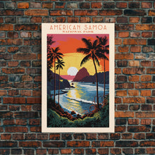 Load image into Gallery viewer, American Samoa National Park, Framed Wall Art Canvas Print, Travel Poster, Travel Art, Roadtrip Decor, Cool Wall Art, Retro State Park Art