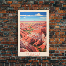 Carregar imagem no visualizador da galeria, Badlands National Park South Dakota Travel Art, National Park Print, Minimalist Travel Art, Midcentury Modern Style Landscape Painting