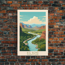 Load image into Gallery viewer, Big Bend National Park, Framed Wall Art Canvas Print, Travel Poster, Texas Travel Art, Roadtrip Decor, Cool Art, Retro State Park Art