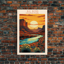 Load image into Gallery viewer, Big Bend National Park, Framed Wall Art Canvas Print, Travel Poster, Texas Travel Art, Roadtrip Decor, Cool Art, Retro State Park Art
