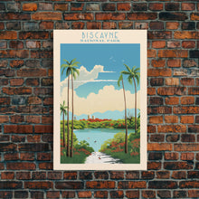 Load image into Gallery viewer, Biscayne National Park, Framed Wall Art Canvas Print, Travel Poster, Florida Travel Art, Roadtrip Decor, Cool Art, Retro State Park Art
