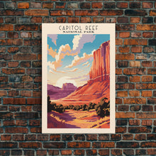 Carregar imagem no visualizador da galeria, Capitol Reef National Park Utah Travel Art, National Park Print, Minimalist Travel Art, Midcentury Modern Style Landscape Painting