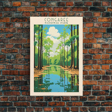 Cargar imagen en el visor de la galería, Congaree National Park Travel Poster Print, Canvas Print Wall Art, South Carolina Travel Art, Midcentury Modern Travel Decor