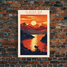 Load image into Gallery viewer, Glacier Bay National Park Travel Poster Art, Canvas Print Wall Art, Alaska Travel Art, Midcentury Modern Travel Decor, MCM Wall Art