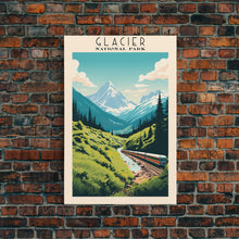 Carregar imagem no visualizador da galeria, Glacier National Park Montana Travel Art, National Park Print, Minimalist Travel Art, Midcentury Modern Style Landscape Painting