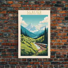 Carregar imagem no visualizador da galeria, Glacier National Park Travel Poster Art, Canvas Print Wall Art, Montana Travel Art, Midcentury Modern Travel Decor, MCM Wall Art