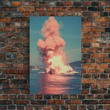 Cargar imagen en el visor de la galería, Exploding Boat, Nautical Wall Art, Ocean Wall Art, Canvas Print, Wall Hanging, Portrait Art, Unique Gift, Home Decor Prints, Office Decor