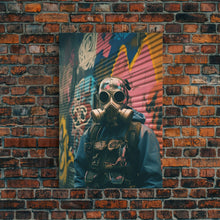 Cargar imagen en el visor de la galería, Gas Mask, Urban Wall Art, Graffiti, Canvas Print, Wall Hanging, Portrait Art, Bedroom Prints, Modern Home Decor, Dorm Room Art, RV Decor