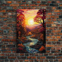 Load image into Gallery viewer, Beautiful Fall Decor, Framed Canvas Print, Mosaic / Stained Glass Style Painting, Gliclee Print, Autumn Decor, Thanksgiving Decorations