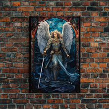 Load image into Gallery viewer, Angel, Angel Warrior, Fantasy Art, Canvas Print, Wall Hanging, Portrait Art, Stained Glass Art, Christian Wall Decor, Country Wall Art