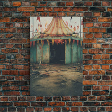 Carregar imagem no visualizador da galeria, Carnival Art, Circus Tent, Minimalist Art, Canvas Print, Wall Hanging, Portrait Art, Creepy Wall Decor, Spooky Art Print, Modern Prints