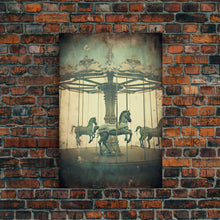 Load image into Gallery viewer, Carnival Art, Circus Print, Carousel Art Print, Canvas Print, Wall Hanging, Portrait Art, Spooky Room Decor, Entryway Prints, Home Wall Art