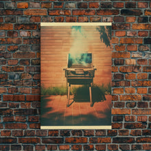 Load image into Gallery viewer, Barbecue Grill, Farmhouse Wall Art, Outdoors Art, Grill Gifts, Canvas Print, Wall Hanging, Portrait Art, Man Cave Art, Office Wall Decor