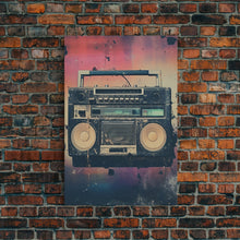 Load image into Gallery viewer, Boombox, Music Wall Art, Retro Wall Art, Canvas Print, Wall Hanging, Portrait Art, Apartment Wall Decor, Gaming Wall Decor, Above Bed Art