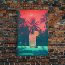 Cargar imagen en el visor de la galería, Cocktail Wall Print, Palm Tree Wall Art, Tropical Wall Art, Beach Wall Art, Canvas Print, Wall Hanging, Portrait Art, Bar Decor, RV Wall Art