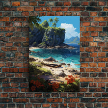 Load image into Gallery viewer, Beach Wall Art, Framed Canvas Print, Beach Canvas Wall Art, Long Beach Wall Art - "Abandoned" - Stuck On A Desert Island