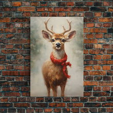 Carregar imagem no visualizador da galeria, Cute Buck Dressed For Christmas, Christmas Decor, Woodland Animals, Christmas Wall Art, Winter Decor, Holiday Decor, Seasonal Decor