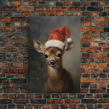 Carregar imagem no visualizador da galeria, Cute Christmas Deer - Farmhouse Christmas Decor - Fawn Dressed For Christmas - Xmas Decor - Christmas Wall Art- Holiday Decorations