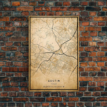 Carregar imagem no visualizador da galeria, Austin Map Print Canvas or Poster, Texas Map Art, Texas Map Print, Vintage Austin Texas Map Framed Art, Retro / Distressed Office Art