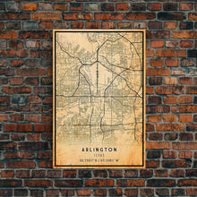 Carregar imagem no visualizador da galeria, Arlington Texas map print poster or framed canvas, Arlington map print poster canvas, Texas city map print poster canvas, Vintage Travel Art