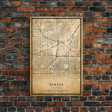 Load image into Gallery viewer, Denver map print poster canvas, Colorado map print poster canvas, Denver city map print poster canvas, framed road map art, office decor