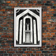 Load image into Gallery viewer, Art Deco Black And White Art Print, Art Deco Architecture, Framed Canvas Print, Ready To Hang Framed Wall Art, Living Room Wall Hanging