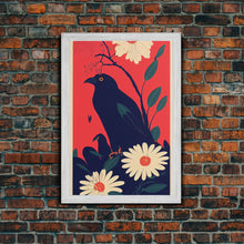 Load image into Gallery viewer, Crow Portrait, surrealist bird art, Framed Canvas Print, Ready To Hang Framed Wall Art, Living Room Decor